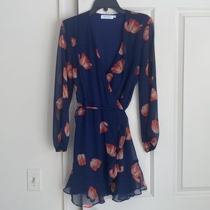 NWOT long sleeve floral wrap dress